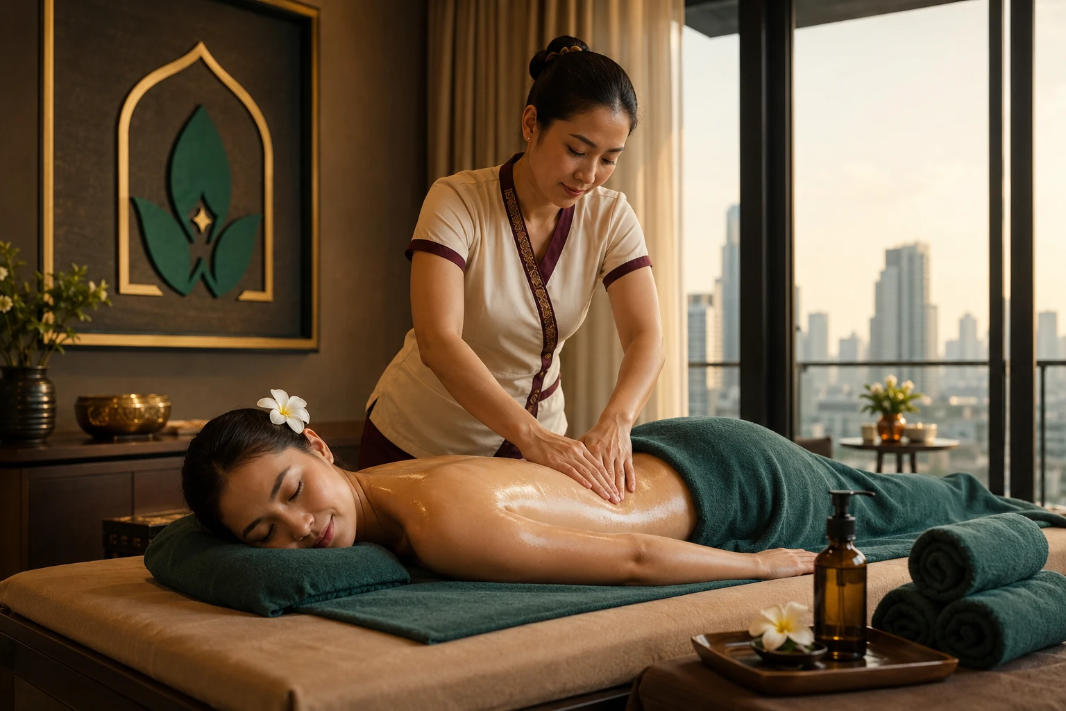 Thai oil massage provided in a Bangkok condominium