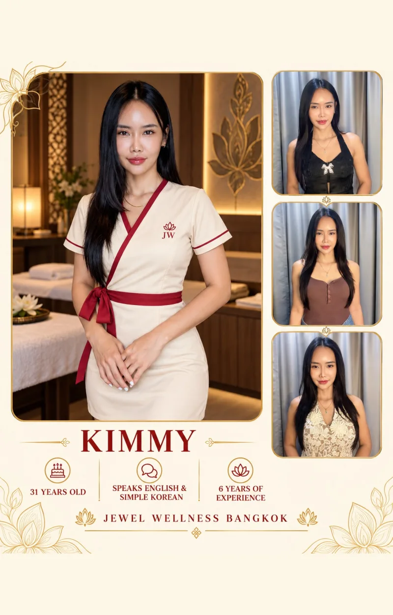Kimmy — Jewel Wellness の施術者。写真と詳細を掲載したプロフィールカード。